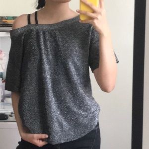 Sparkly/disco black short sleeve w/ shoulder strap